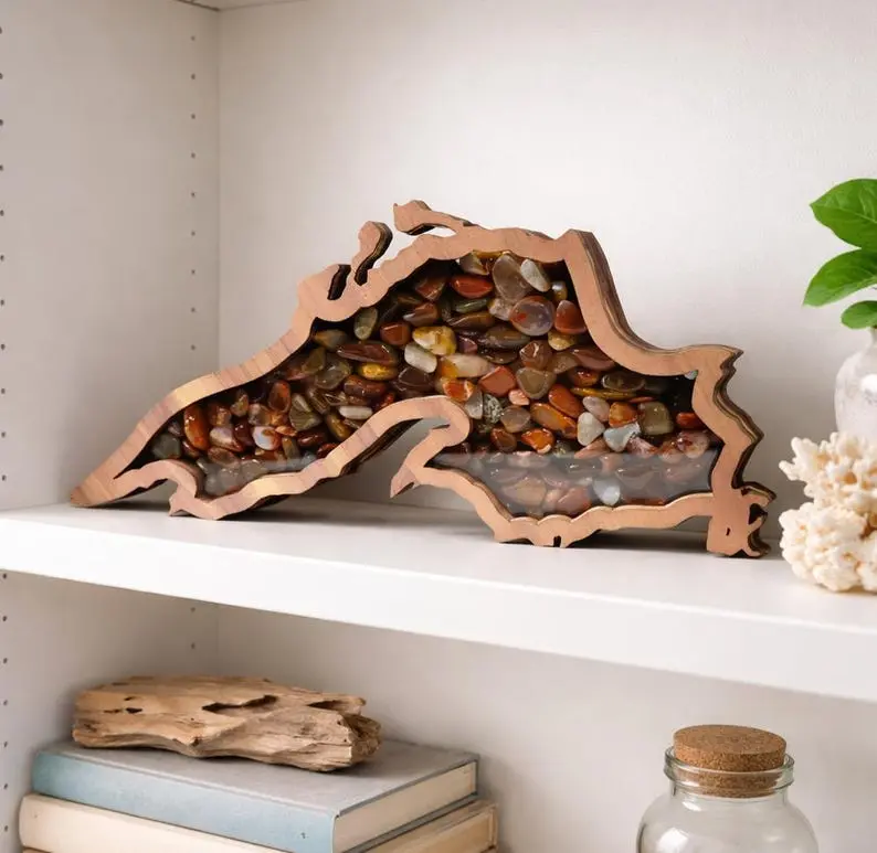 Lake Superior Cedar Shadow Box: Agate & Beach Glass Display