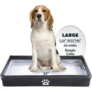 Dog Pee Pad Holder Tray Foldable, Puppy Pad Holder Liner Base High Side, Litter Box Indoor for Large Dog 33’’x22’’, Training Leak-Proof, Potty Easy Clean