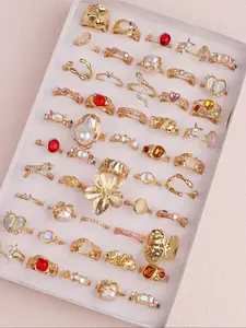 22/6 Piece Cute Rhinestone for Girls Boys, Dainty Stacking Rings, Birthday Party Gift, Daily Wear Jewelry Accessory, Friends Present