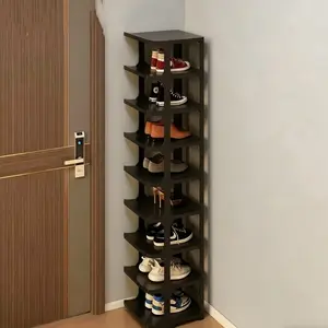 9-Tier Stackable Vertical Plastic Shoe Storage Shelf, Slim Durable Shoe Cubby for Closet, Small Home Spaces (Sports & Outdoor Camping Furniture Cupboard Accessory)