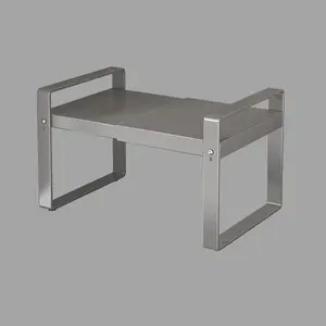 Expandable Metal Microwave Rack, Height Adjustable Kitchen Oven Shelf for Cookware Organization, Space Saving Microwave Stand