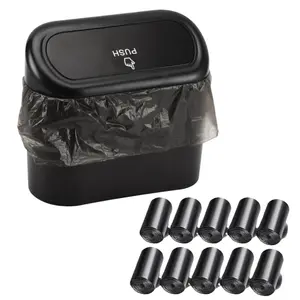 Mini Car Trash Can with 10 Trash Bags, Leak-Proof Durable Car Garbage Bin, Universal for Car Home Office, Car Organizer, Perfect Gift for Drivers, Car Storage Organizers, Car Organization Supplies