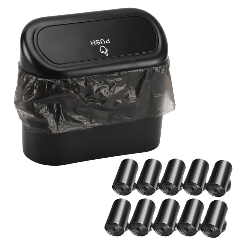 Mini Car Trash Can with 10 Trash Bags, Leak-Proof Durable Car Garbage Bin, Universal for Car Home Office, Car Organizer, Perfect Gift for Drivers, Car Storage Organizers, Car Organization Supplies, Car Accessories