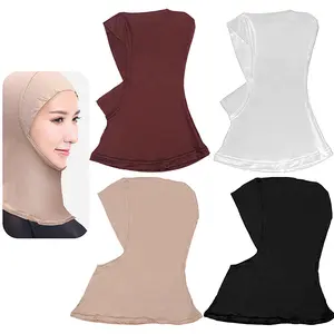 4 Pieces Modal Hijab Cap Adjustable Muslim Stretchy Turban Full Cover Shawl Cap Full Neck Coverage for Lady hat