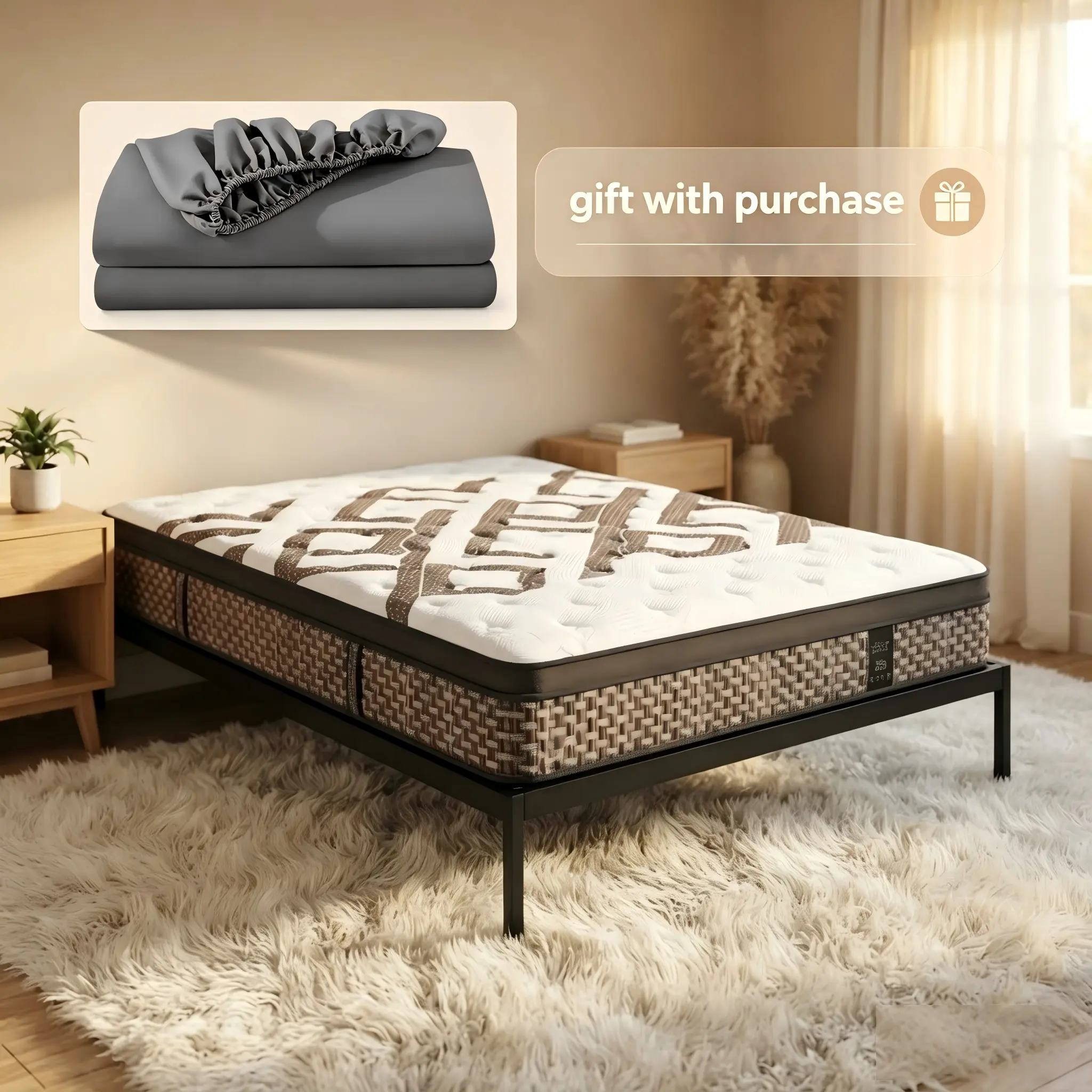 Hybrid Bed Mattress in a Box (12/14 in) with FREE Fitted Sheet, 6-Layer Double Coil Spring, Medium Firm, Pressure Relief, Quiet Comfort, Breathable 3D Knit Fabric, Memory Foam Boxed Mattress (Twin, Full, Queen, King)