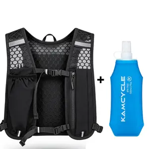 Running Vest with 500ML Soft Flask, Lightweight & Breathable, 9 Functional Pockets, Reflective Strips, 5L Capacity, Adjustable Hydration Vest