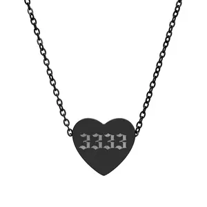 3333 Angel Number Heart Necklace – Creativity & Expansion Necklace in 4 Luxe Finishes