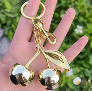 Gold Tone Cherry Bag Charm by US Seller - Unique Design Accessory for Your Bag