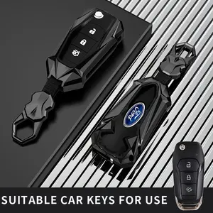 Premium Zinc Alloy Kuga for Ford Focus, Fiesta, Mondeo & Key Cover-Durable Car Key Case Key Match Chain Accessories Suit soft tpu bag keychain