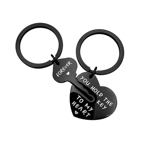 Couple Heart Keychains Set of 2, Matching Valentine's Day Gift for Boyfriend and Girlfriend