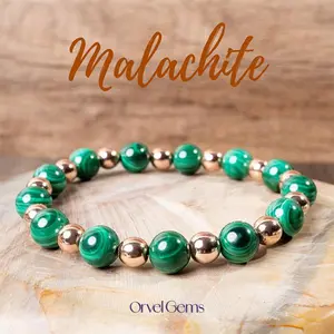 6/8/10MM Genuine Malachite & Hematite Handcrafted Healing Crystals Bracelet for Men Women Gift Birthday  Ideal for Daily Wear, Meditation, Birthday Gift B0110