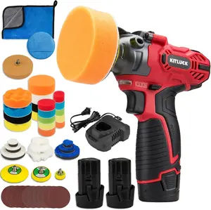 Buffer Polisher, 12V Mini Wax Buffer & Sander with 2 X 2.5Ah Battery & Charger, 1/2/3" Backing, 40pcs Polishing Pads, Variable Speed for Car Detailing/Buffing/Sanding/Waxing