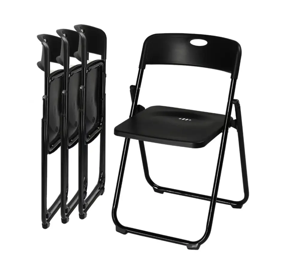 4-Pack Plastic Folding Chairs, Modern Stackable and Portable Event Seats, Indoor Outdoor Party, Black (Set of 4)