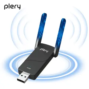 Plery WiFi 6 Adapter for PC with Bluetooth 5.3, AX900 Ultra-Fast Dual Band USB Wireless WiFi Adapter for Desktop Laptop, High Gain Antenna, WPA3 Security, Driver-Free for Windows 11/10, WPA3