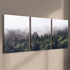 Landscape Pattern Canvas Painting with Frame, 3 Counts Modern Wall Art Painting, Wall Art Decor for Home Living Room Bedroom Office