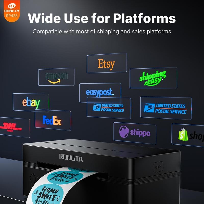 RT  Shipping Label Printer, Bluetooth Wireless Thermal Label Printer, Compatible with iOS, Android, Windows, Mac, Chromebook, Widely Used for Etsy, Ebay, Shopify, USPS