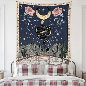 Snake & Flower Print Design Tapestry for Decoration,  Creative Wall Hanging Decor for Home Living Room Bedroom, Home Decor Accessories