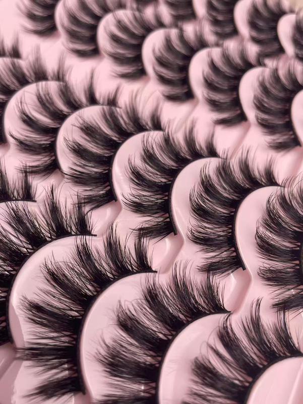 New 14pairs Cat Eye False Eyelashes Mink Eyelashes Invisible Band Lash Extension Natural False Eyelashes Cross Cluster Fairy 3D Faux Big Eye Long Fake Lashe