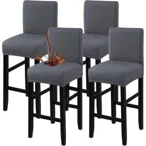 Bar Stool Covers 4 count, Stretch Pub Tall Chair Slipcover with Backs Counter Chair Cover Barstool Slipcovers Removable Washable (Grey, 4 count)
