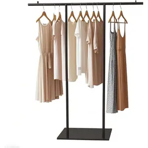 Clothing Display Rack Black Metal Stand for Boutique, Floor-Standing Clothes  Organizer for Garment Costume Coat Storage Retail Display Racks (Black, Medium)