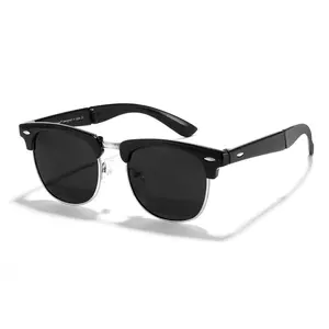 Foldable Sunglasses Half Rim Folding Sunglasses Classic Polarized UV400 Shades For Men Women Unisex 1015