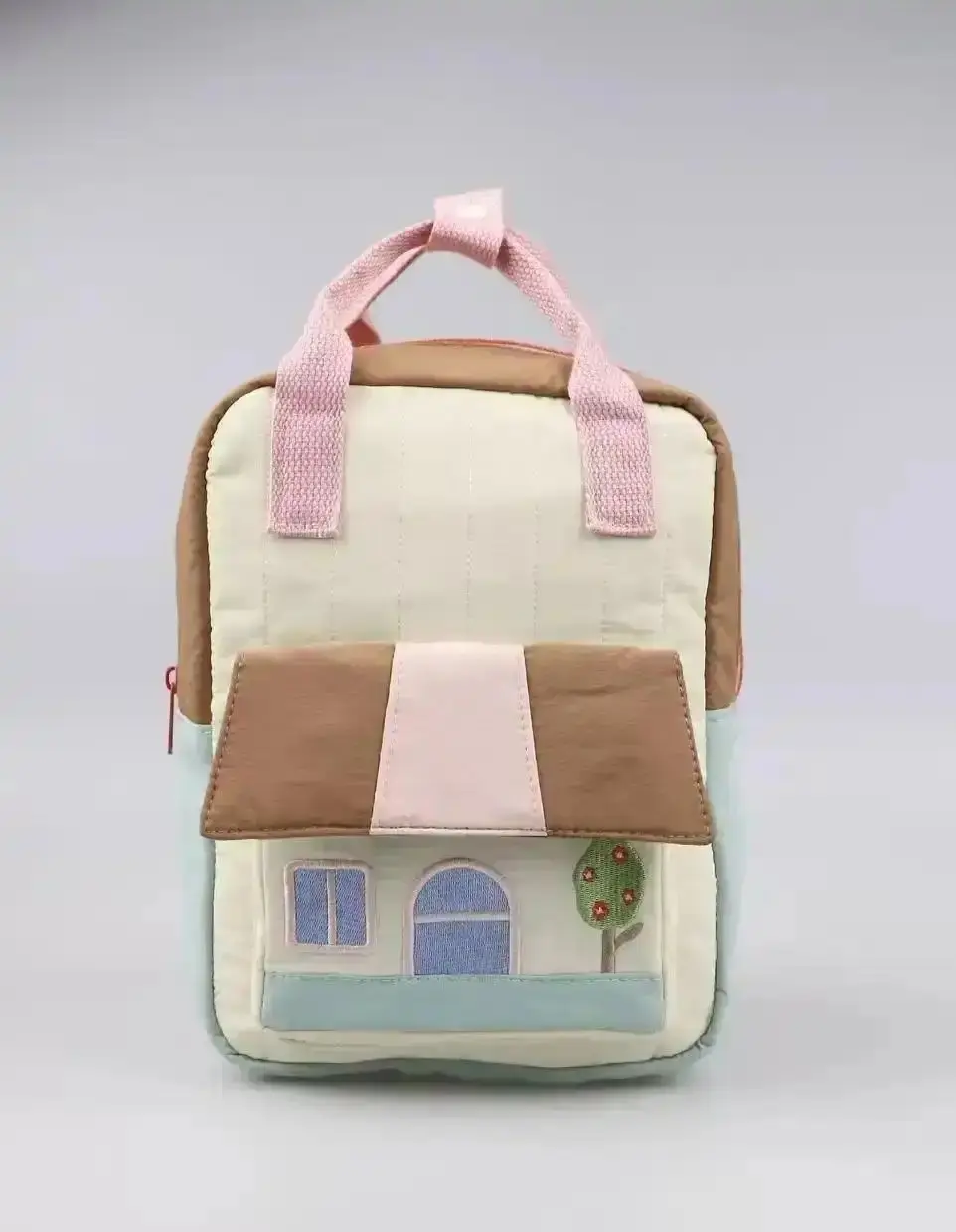 2026 New Tree House Embroidery Parent-Child Outing Patchwork Color-Contrast Men's Backpack Lightweight Handbag