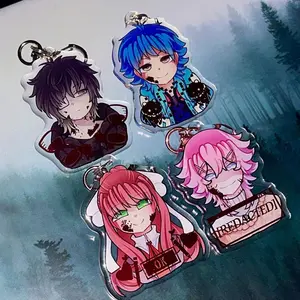 4 ops Visual Novel Characters Red Hot Stamp Acrylic Keychains