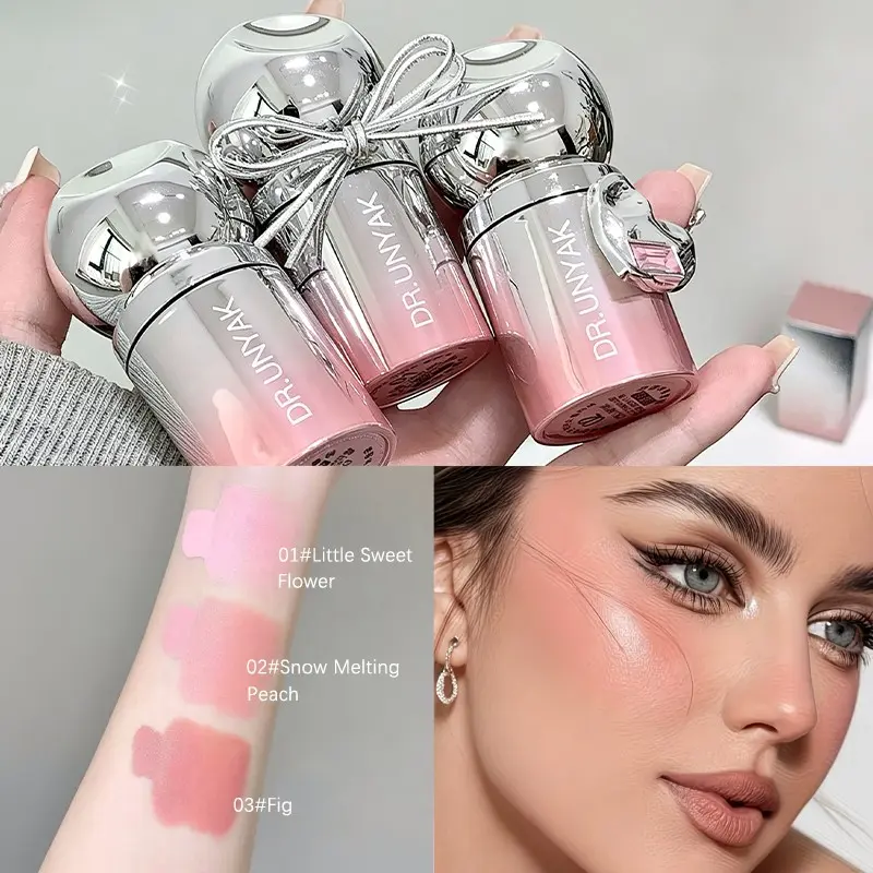 3pc Liquid Blush Makeup, Long-Lasting Waterproof Formula, High Coverage & Moisturizing, Glow, Sculpted Effect, Precise Application Control