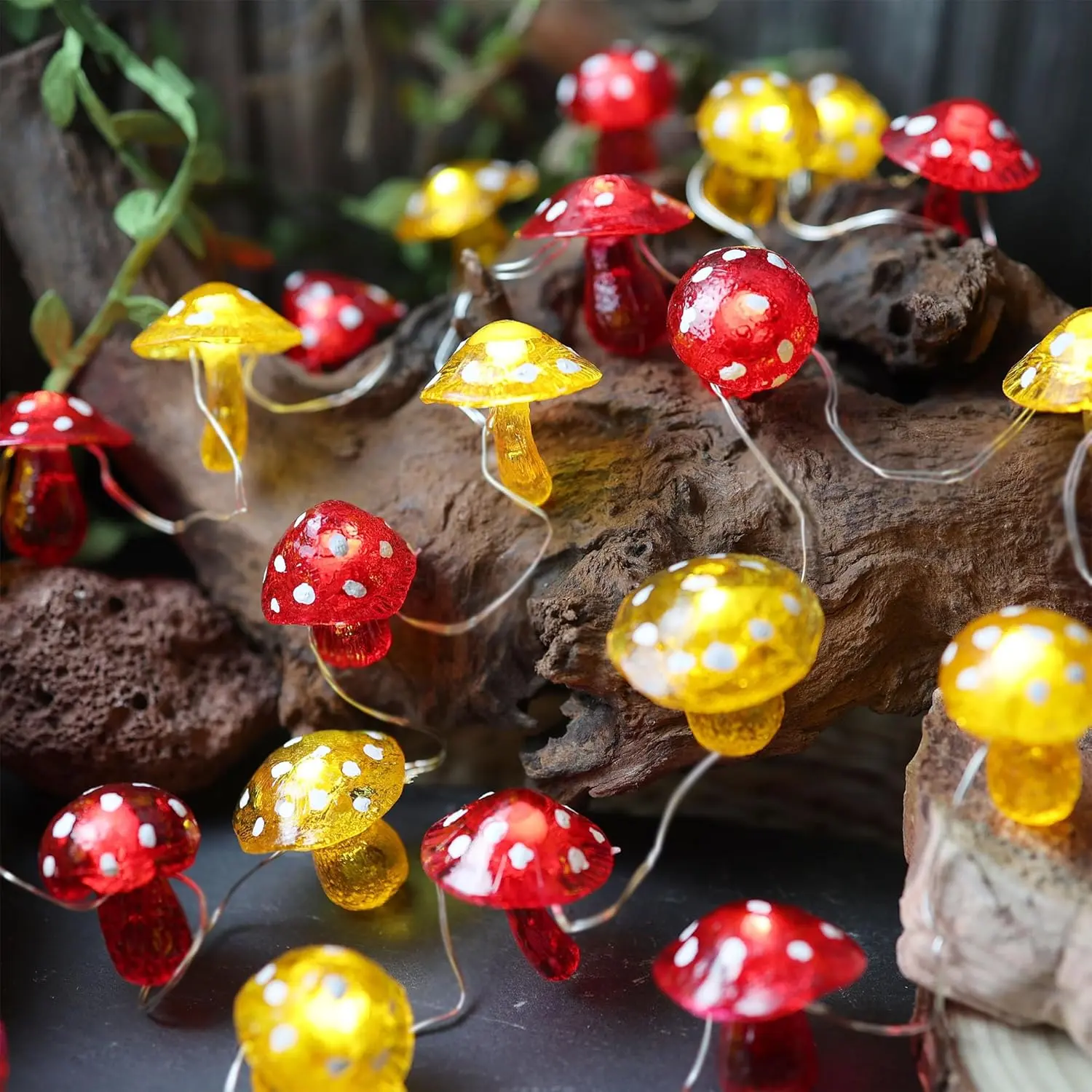Mushroom Decor Fairy String Lights- Mushroom Lights USB Plug in or  Operated 7ft 20 LED with Timer and Dimmer- Mushroom Gifts Cottage Core Decoration for Christmas Bedroom