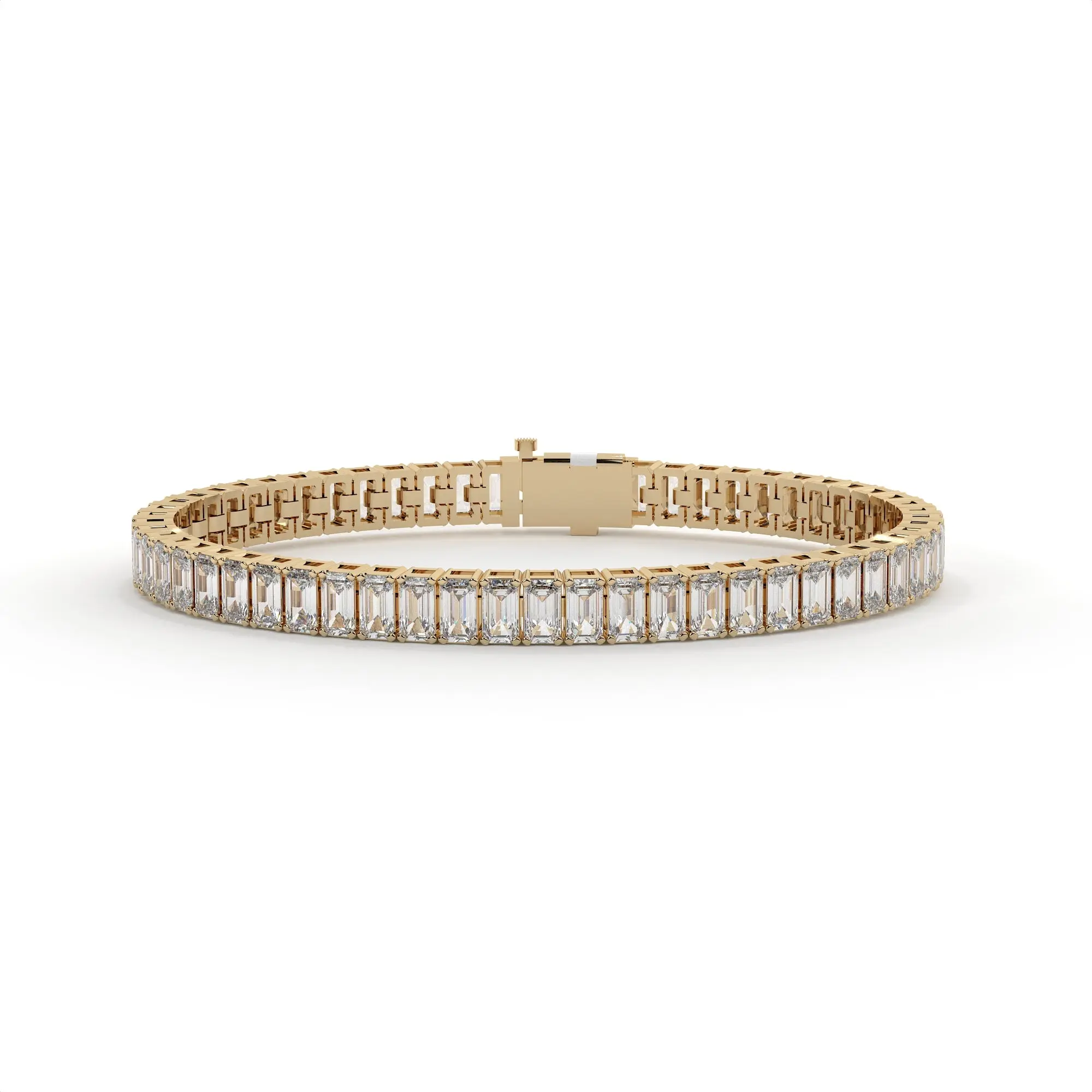7.54 Carat Lab Grown Emerald Cut Diamond Tennis Bracelet
