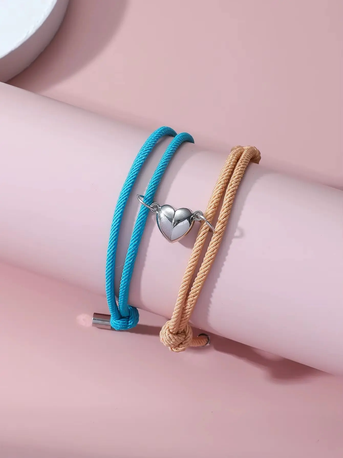 ル*ル様 French Rope 2Way Bracelet and Neckl 2 Pice Color Black White Hand Rope Love Magnetic Couple Good