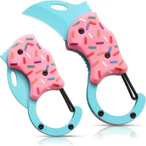 Pink Pocket Knife for Women & Men,Holiday Gift ,Cool Folding Knife Box Cutter,EDC Knives for Everyday Carry,Folding Utility Knife with Unique Donut Design,Ideal Gifts for Men and Women Portable