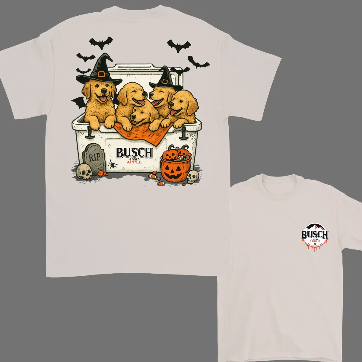 Busch Dogs Beer Tees Halloween T-Shirt Golden Retriever T-shirt Cute Dog Trendy Shirt Perfect Beer And Dog T-shirt For Women Men Festive Love