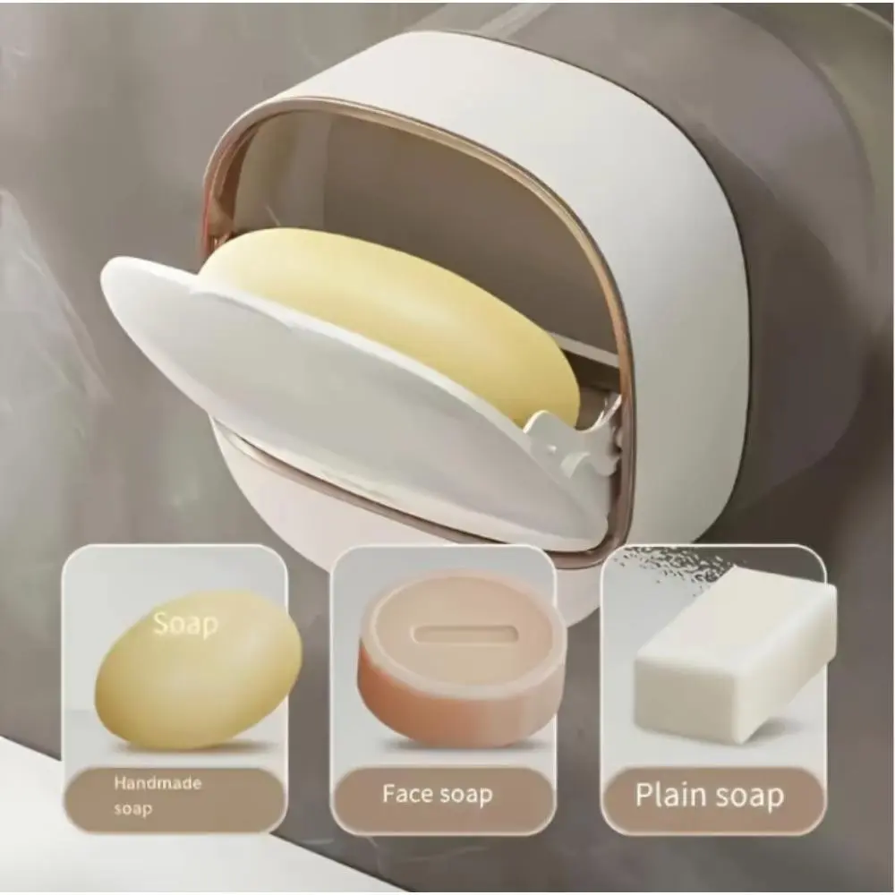 Wall-Mounted Soap Dish, 1 Count Punch-Free Soap Bar Holder, Soap Bar Storage Rack, Bathroom Organization Supplies for Home, Hotel, Salon or Dormitory, Bathroom Essentials Accessories, Bar Soap Container, Bathroom Accessory