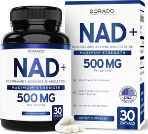 NAD+ 500mg Capsules, Natural Nicotinamide Riboside Dietary Vitamin Supplement for Healthcare, Energy & Cellular Health Support, Vegan, Non-GMO, 30 Count