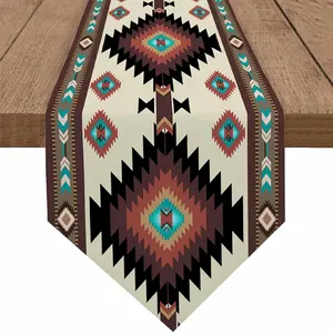 1pc, Boho Table Runner Southwestern Native Geometric Brown Dining Room Table Runners fit and Round Table Runner Celebrate Birthday Party Table Decor