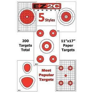 200 EZ2C Targets Most Popular 5 Styles Paper Targets Bundle 11"x17" USA MADE