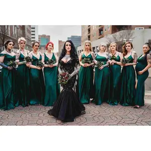 Samantha Black Mermaid Wedding dress with See Through Bodice , Black Wedding Dress, Gothic Wedding Dress, Lace wedding dress