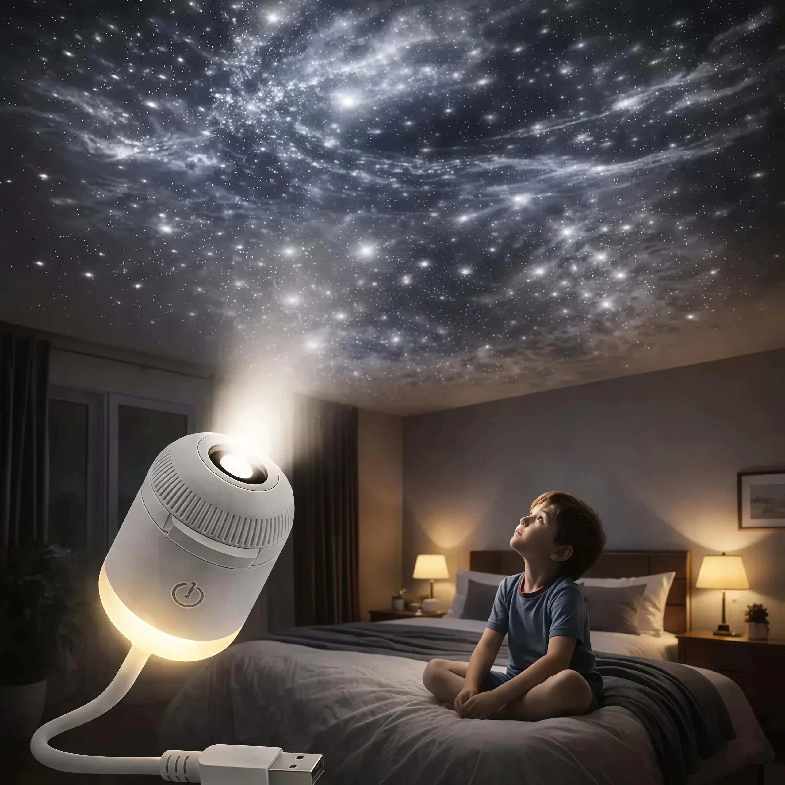 KIDGENIUS 2-in-1 Starry Sky Projector NightLight, Portable Galaxy Projector with 3Interchangeable Films, USB LED Night Light withAdjustable Brightness & Touch Control, Mini StarryProjector for Bedroom Ceiling Car Home DecorGift for Adults