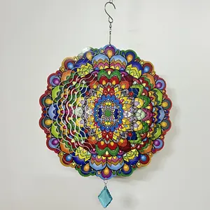 1pc 2D Metal Wind Spinner Hanging Mandala Wind Spinner Gifts for Women Mom Grandma Wife, Wind Spinners for Outdoor & Indoor Decorations Thanksgiving Christmas Gifts