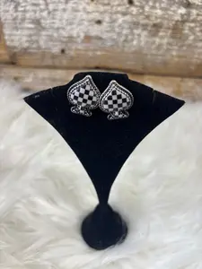 Checkered Spade Silver Studs