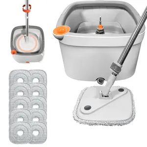 TikStar Spin Mop & Bucket Set with Self-Separating Dirty Water & Clean Water System, Self-Drying 360° Spin Square Mop Head for Hardwood Tile Marble Floors,Cleaning Mop after the party,adjustable hand tool