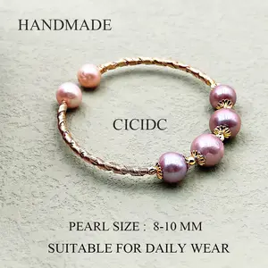 Natural Colorful Edison Pearl Bangle Elegant Design Handmade Daily Wear Christmas Gift