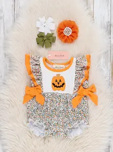 Jack-o'-Lantern Petal Patch Bubble Romper