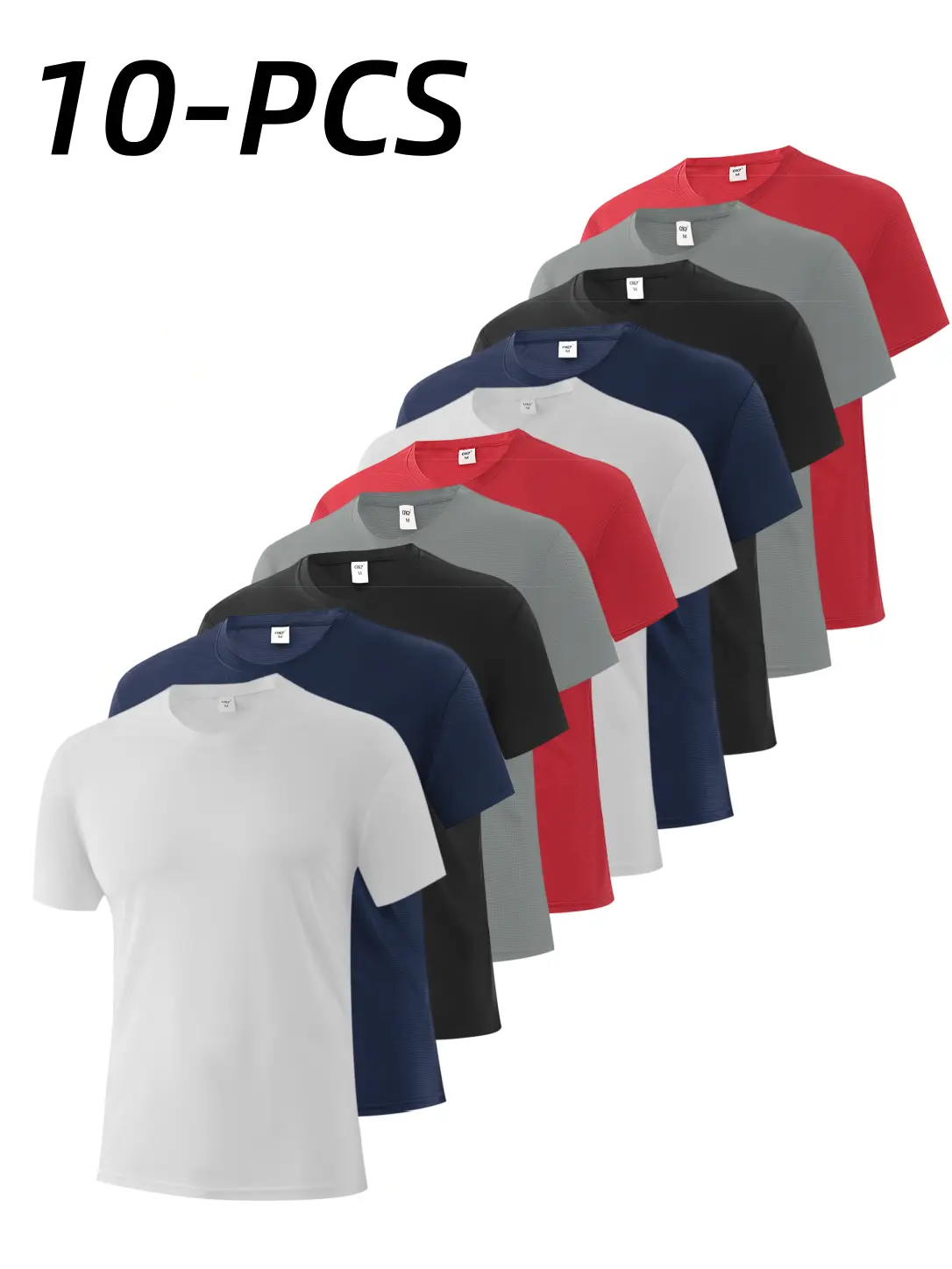 Men's 5/10-Pack Premium Lightweight Crewneck Athletic Tops - Soft Tech Fabric, Quick Dry, Breathable Short Sleeve Unisex Drop Shoulder Gym Exercise Activewear, Ideal for Training, Daily Wear, Athletic Top, Breathable Workout Tops