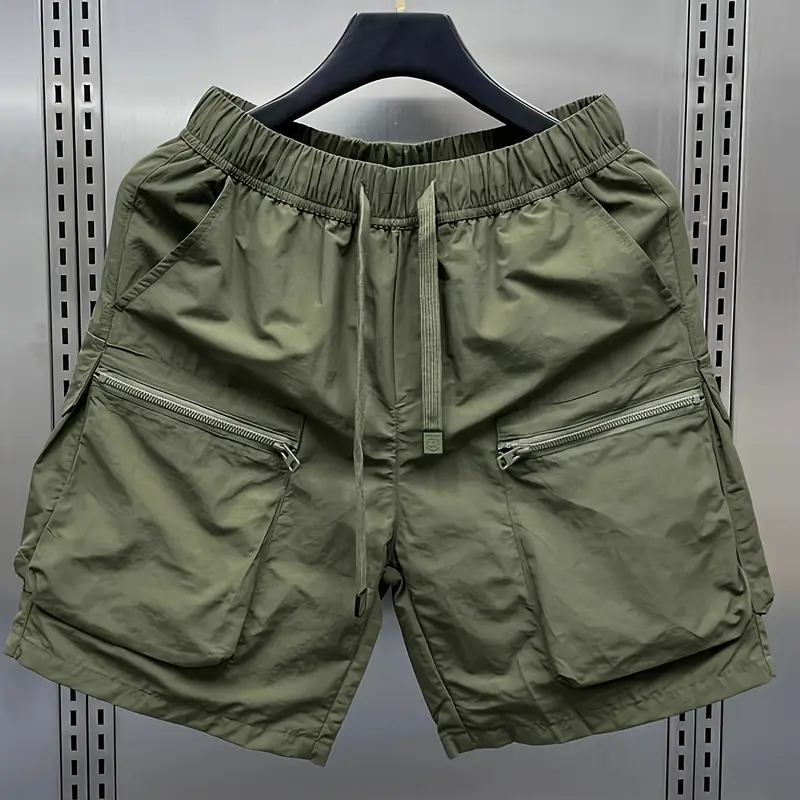Men’s Japanese Retro 3-Pack Woven Cargo Shorts - Streetwear Casual Bottoms, Multiple Pockets, Baggy, Lightweight, Above-the-Knee, Loose Straight Leg, Summer Everyday Wear