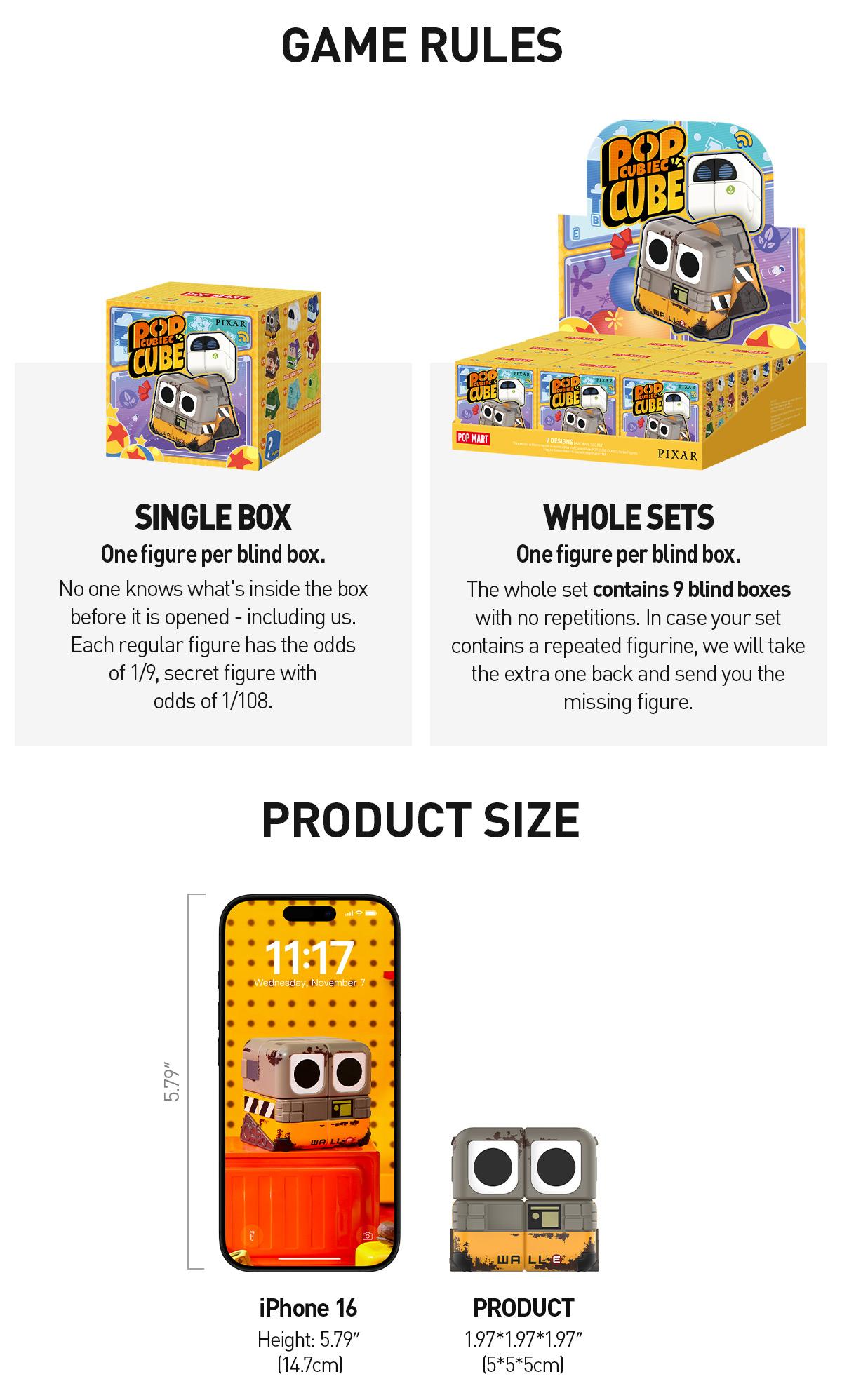 [POP NOW] POP MART Disney/Pixar POP CUBE CUBIEC Series Figures Blind Box，Whole Set LABUBU Fun Toy