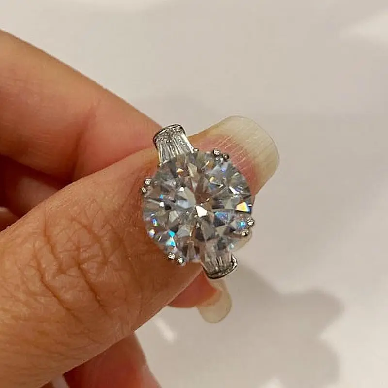 solitaire ring 4ct Lab Diamond Ring 925 sterling silver Promise Engagement Wedding band rings for women men Fine Party Jewelry
