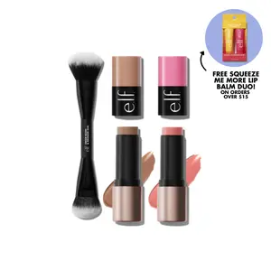 e.l.f. Soft Glam Cheek Duo & Duo Brush - Cream Bronzer & Blush Sticks, Blending Brush for Buildable, Effortless Glow