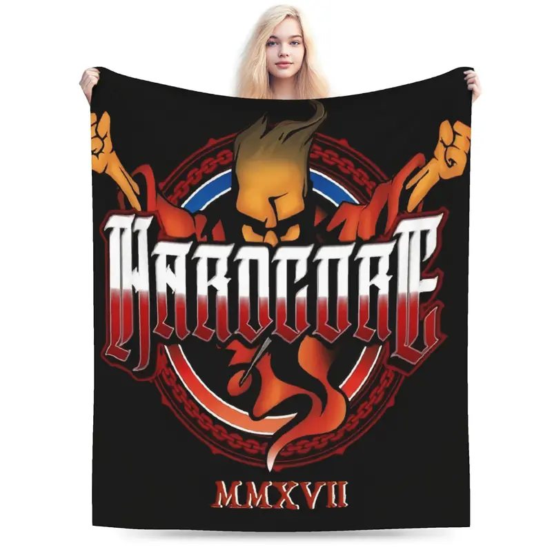 Hardcore MMXVII Logo 2026 New High End Printed Flannel Blanket Ultra Soft Delicate Skin Friendly Ideal for Bedroom Sleeping Sofa Cover Office Nap Study Reading Bay Window Lounging Dresser Throw Warmth for Spring Autumn